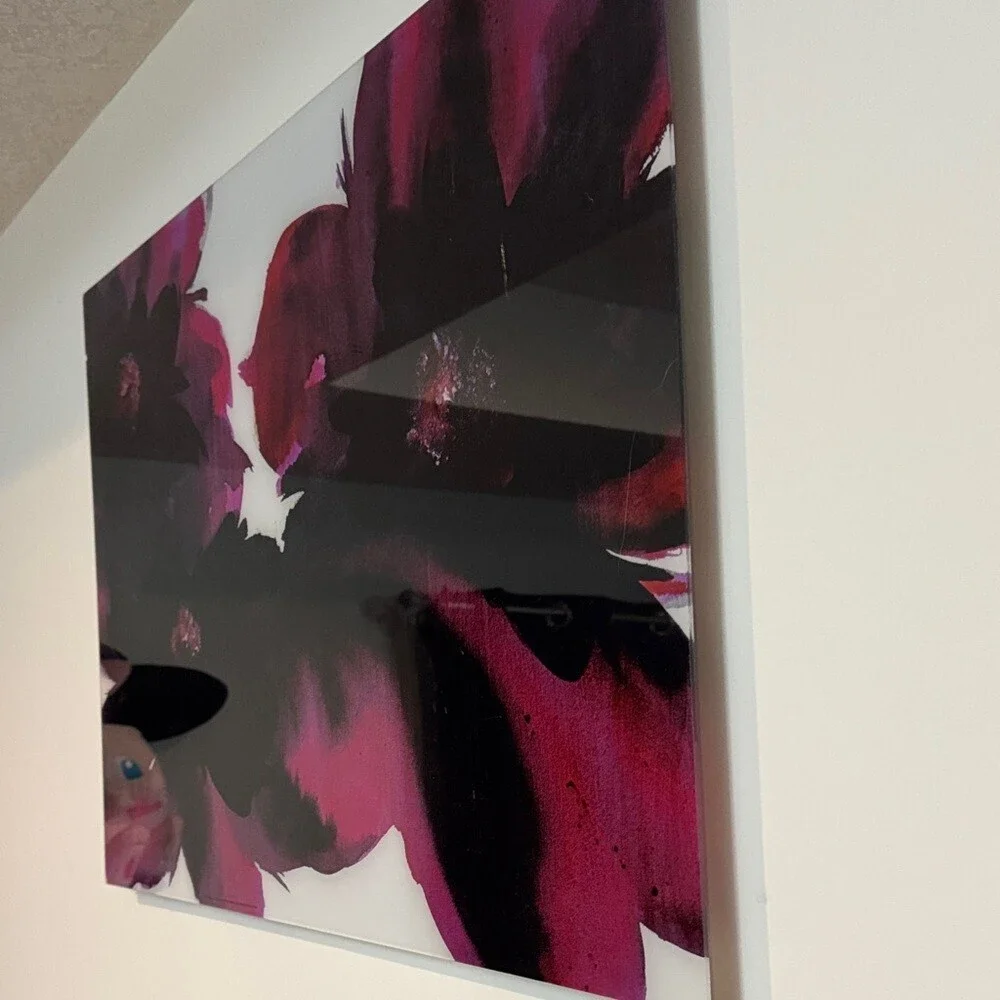 Pictures set of 2 ikea flowers acrylic shiny purple pink Floral Wall Art Set